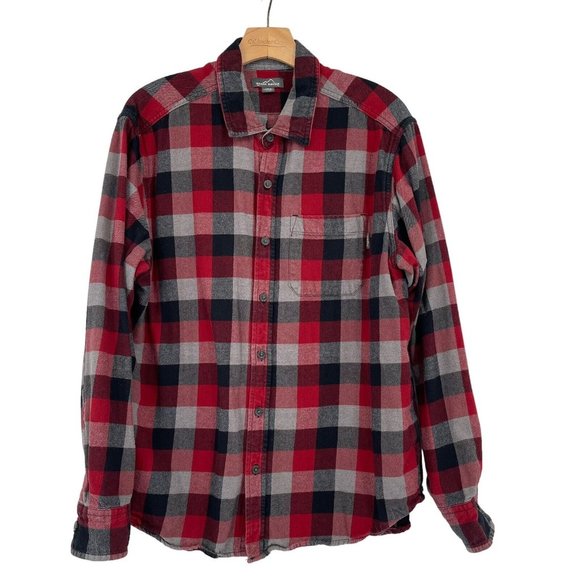Eddie Bauer Other - Eddie Bauer Flannel Button Up Shirt Plaid  Men's size XL Gray red